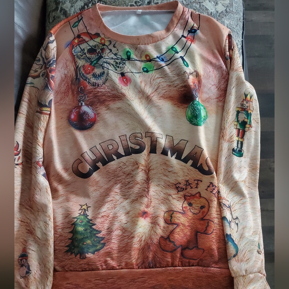 Mens Naked Tattoo Ugly Christmas Sweater